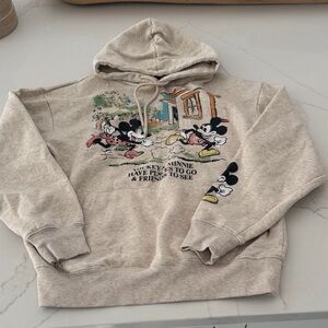 Disney Beige Hoodie with Mickey and Minnie Design